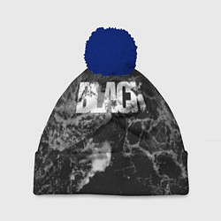 Шапка с помпоном Black - abstract, цвет: 3D-тёмно-синий