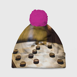 Шапка с помпоном Игра в шашки, цвет: 3D-малиновый