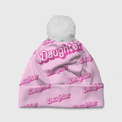 Шапка с помпоном Дочь в стиле барби - розовый паттерн, цвет: 3D-белый