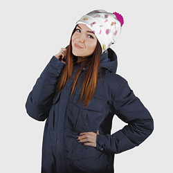 Шапка с помпоном Дарья - в стиле барби: аксессуары паттерн, цвет: 3D-малиновый — фото 2