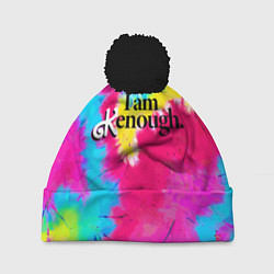 Шапка с помпоном I am kenough - meme, цвет: 3D-черный