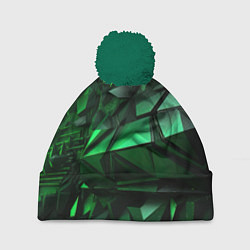 Шапка с помпоном Green abstract, цвет: 3D-зеленый