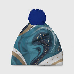Шапка с помпоном Бирюховые завитки, цвет: 3D-тёмно-синий