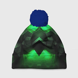 Шапка с помпоном Абстрактное царство зелени, цвет: 3D-тёмно-синий