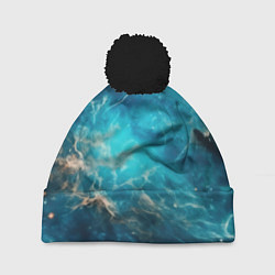 Шапка c помпоном Голубая небула
