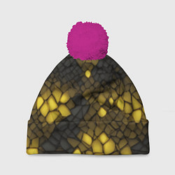 Шапка c помпоном Жёлтый трескающийся камень