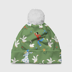 Шапка c помпоном Надоедливые гуси - паттерн