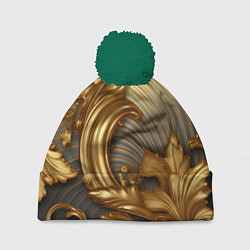 Шапка c помпоном Золотая текстура и абстракции