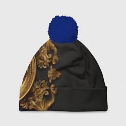 Шапка c помпоном Золотые объемные узоры