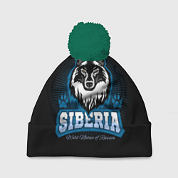 Шапка с помпоном Сибирь - волк, цвет: 3D-зеленый