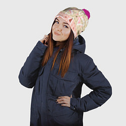 Шапка с помпоном Розовые узоры ёлки, цвет: 3D-малиновый — фото 2