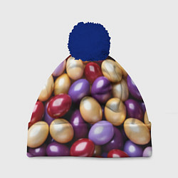 Шапка c помпоном Красные и фиолетовые пасхальные яйца