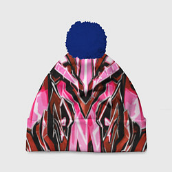 Шапка с помпоном Розовый кибер доспех, цвет: 3D-тёмно-синий