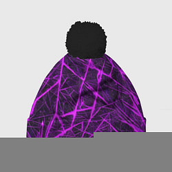 Шапка с помпоном Фиолетовая паутина на чёрном фоне, цвет: 3D-черный