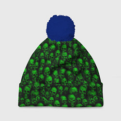 Шапка с помпоном Зеленые черепа, цвет: 3D-тёмно-синий