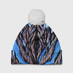 Шапка с помпоном Камень и синий огонь, цвет: 3D-белый