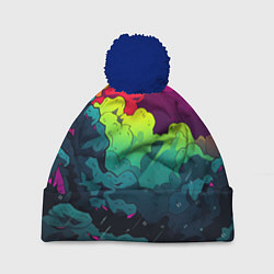 Шапка c помпоном Кислотная яркая абстракция