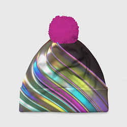 Шапка с помпоном Неоновый крученный металл разноцветный, цвет: 3D-малиновый