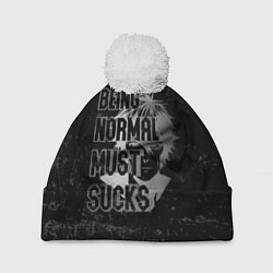 Шапка с помпоном Being normal must sucks, цвет: 3D-белый