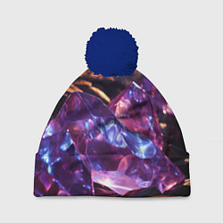 Шапка с помпоном Фиолетовые комические камни, цвет: 3D-тёмно-синий