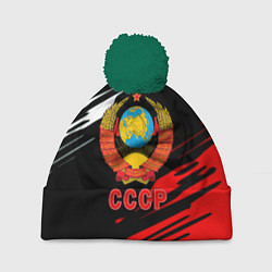 Шапка с помпоном СССР краски текстура, цвет: 3D-зеленый