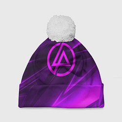 Шапка с помпоном Linkin park neon stripes logo, цвет: 3D-белый