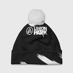 Шапка с помпоном Linkin park рок бенд краски, цвет: 3D-белый