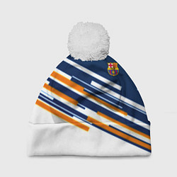 Шапка с помпоном Реал мадрид текстура футбол спорт, цвет: 3D-белый