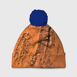 Шапка с помпоном Каналы на Марсе - star dust, цвет: 3D-тёмно-синий