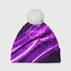 Шапка c помпоном Starfield game logo neon