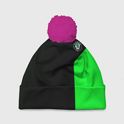 Шапка c помпоном Skoda pattern sport green