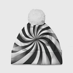 Шапка с помпоном Оптическое путешествие, цвет: 3D-белый