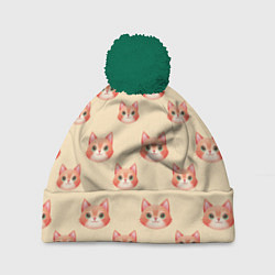 Шапка с помпоном Рыжие котята, цвет: 3D-зеленый
