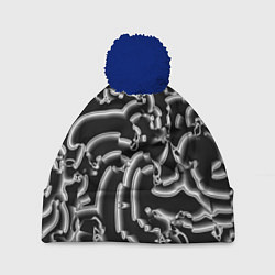 Шапка с помпоном Абстрактные объемные рельефы, цвет: 3D-тёмно-синий