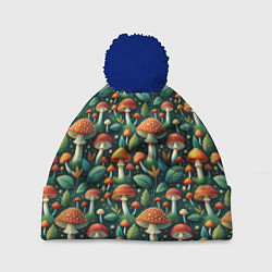 Шапка c помпоном Дикие грибы лесные мухоморы