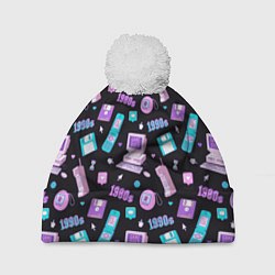 Шапка с помпоном Game over 1980 1990, цвет: 3D-белый
