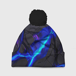Шапка c помпоном Темный синий неон из разлома плит