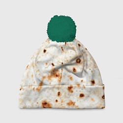 Шапка c помпоном Текстура светлого лаваша