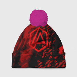 Шапка с помпоном Linkin park red logo, цвет: 3D-малиновый