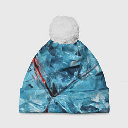 Шапка с помпоном Ледяной абстрактный куб, цвет: 3D-белый
