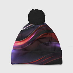 Шапка c помпоном Темные волнистые абстрактные линии