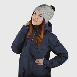 Шапка с помпоном Чёрно-оливковый пёстрый, цвет: 3D-черный — фото 2