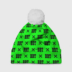 Шапка с помпоном BBT logo green steel, цвет: 3D-белый