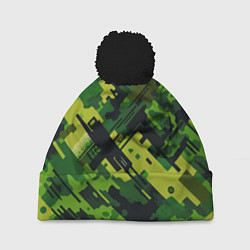 Шапка с помпоном Camouflage - pattern ai art, цвет: 3D-черный