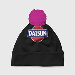 Шапка с помпоном Datsun logo, цвет: 3D-малиновый