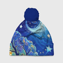 Шапка с помпоном Звездный лес, цвет: 3D-тёмно-синий