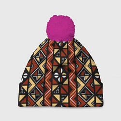 Шапка с помпоном Африканский мавританский орнамент, цвет: 3D-малиновый