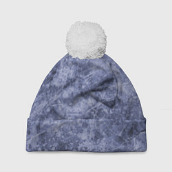 Шапка c помпоном Абстракция - синий лёд