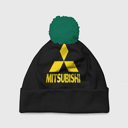Шапка с помпоном Mitsubishi logo yelow, цвет: 3D-зеленый