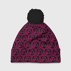 Шапка с помпоном Linkin park pink logo, цвет: 3D-черный